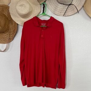 Coolibar Red Long Sleeve Polo Shirt, UPF 50+, Size XL